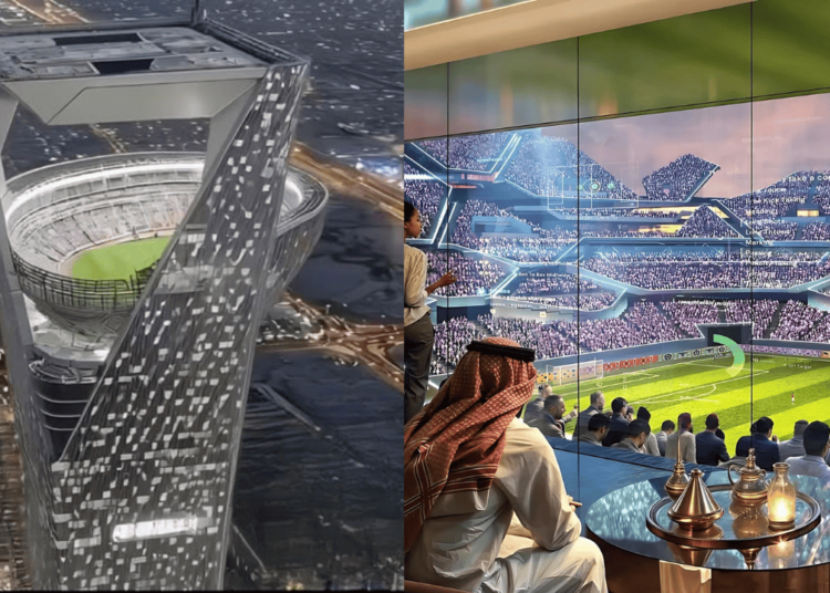 Saudi Arabia has revealed plans for a football venue called the Neom Sky Stadium, designed to host matches during the 2034 FIFA World Cup.