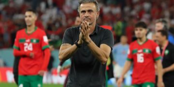 Coach Luis Enrique during Morocco-Spain game at the 2022 World Cup