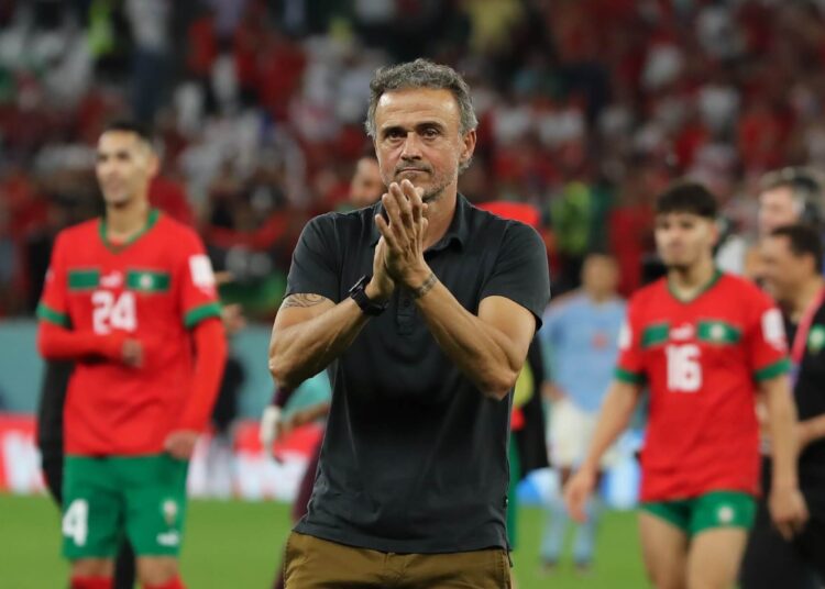 Coach Luis Enrique during Morocco-Spain game at the 2022 World Cup