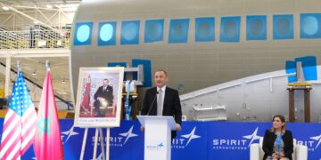 On June 27, 2022, Ryad Mezzour delivered a speech at the launch of fuselage component production for the A320 and A220 at Spirit AeroSystems’ Casablanca site.