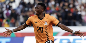 Patson Daka celebrates Zambia's late equalizer vs. Mali at AFCON.