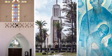A forgotten mural by renowned Mexican artist Ángel Zárraga has been discovered in a Catholic church in Mohammedia. Credit: Andrés Ordóñez