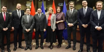 Nasser Bourita during the 15th EU-Morocco Association Council session today in Brussels.