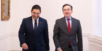 Moroccan Foreign Minister Nasser Bourita and his Spanish counterpart José Manuel Albares.