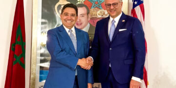 Massad Boulos, Donald Trump’s special adviser for African and Middle Eastern affairs and Morocco’s FM Nasser Bourita.