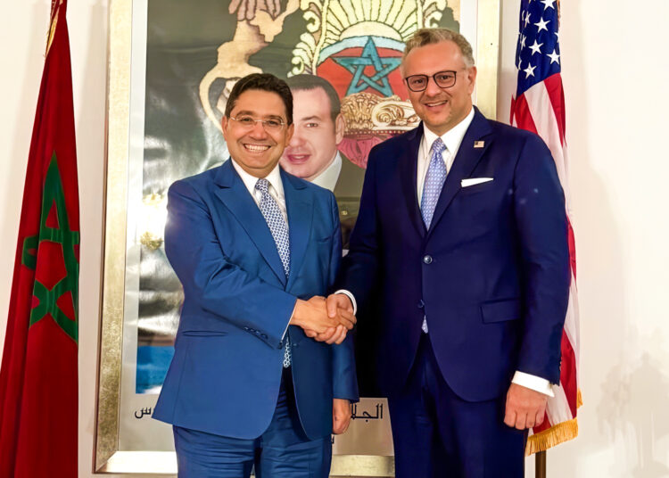 Massad Boulos, Donald Trump’s special adviser for African and Middle Eastern affairs and Morocco’s FM Nasser Bourita.
