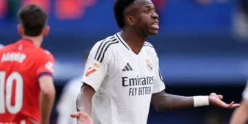 Real Madrid forward Vinícius Júnior was at the center of heated exchanges with Espanyol defender Omar Hilali during Monday’s La Liga match