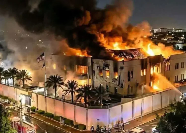 Two drones struck the United States Embassy in the Saudi capital Riyadh early Tuesday.