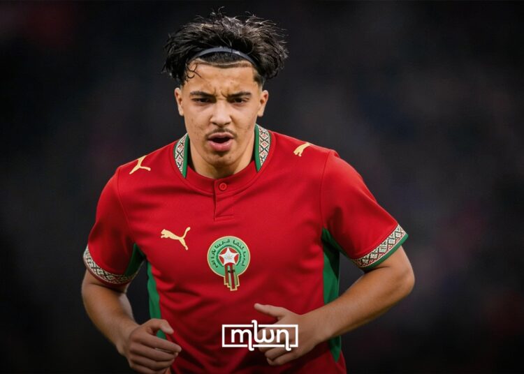Rayane Bounida in Morocco's national team jersey.
