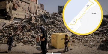 The ceasefire plan distinguishes both a “yellow line” and an “orange line” separating Israeli-controlled regions from “safe zones” for Palestinian inhabitants.