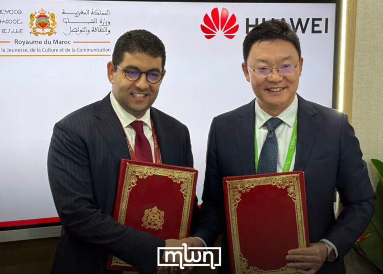 Minister Mohamed Mehdi Bensaid and Huawei Morocco CEO David Li signed the MoU.