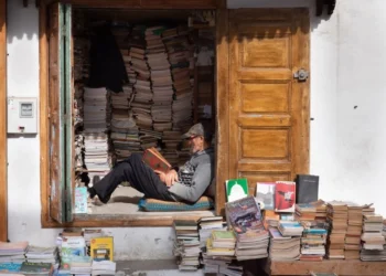 Mohammed Aziz is a renowned, iconic bookseller in Rabat’s old city, recognized as one of the world’s most photographed booksellers.