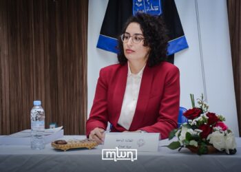 Maria Abdali presenting her thesis.