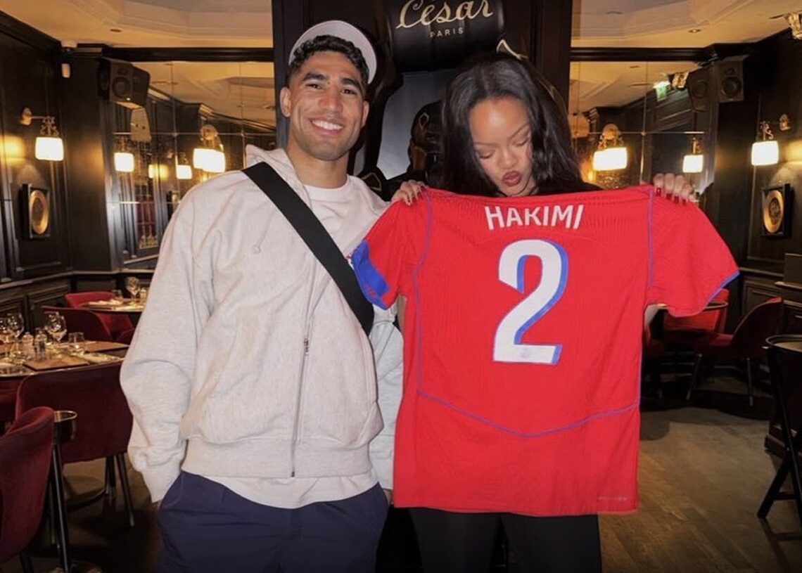Achraf Hakimi Gifts PSG Jersey to Rihanna During Paris Encounter