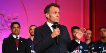 French President Emmanuel Macron praised Paris Saint-Germain’s latest Champions League success, calling the club “the biggest team in Europe”