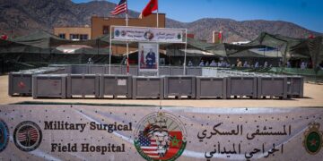 The medical-surgical field hospital, set up in the Al Fayd territorial community, brings together around 160 medical and paramedical personnel from Morocco’s Royal Armed Forces (FAR) alongside approximately 90 American counterparts.