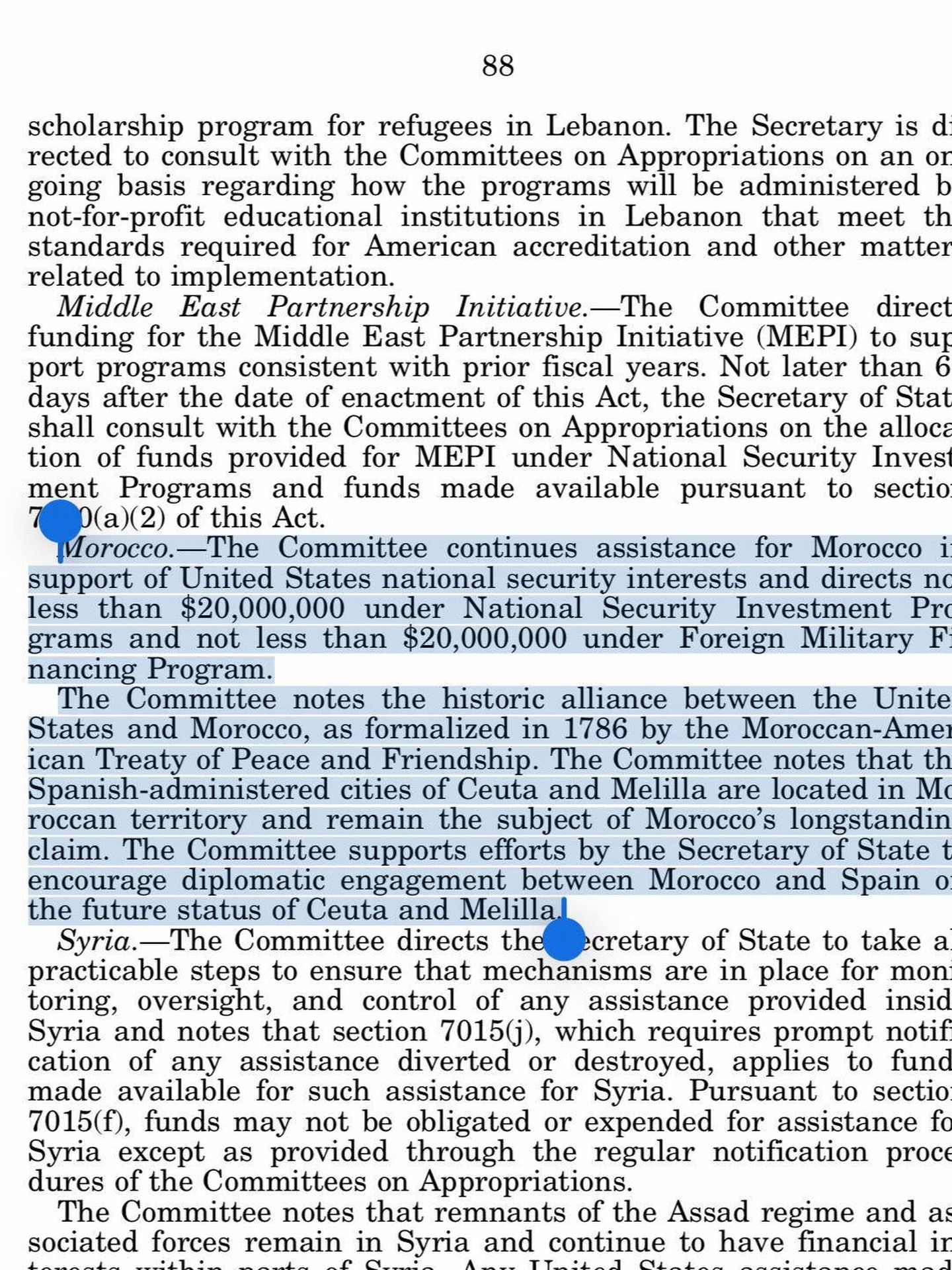 The text states that the committee “notes that the Spanish-administered cities of Ceuta and Melilla are located in Moroccan territory and remain the subject of Morocco’s longstanding claim.”