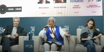 The session brought together Mhani Alaoui, Khalid Bekkaoui, and Racha Belkoda under the moderation of Hafsa Bekri-Lamrani, as part of a series that, over the past three editions of SIEL, has traced the expanding presence of English in Moroccan literary production.