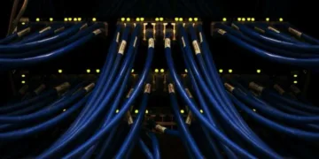 Data cables connected on network switches in a computer server room. Scott Rodgerson on Unsplash.