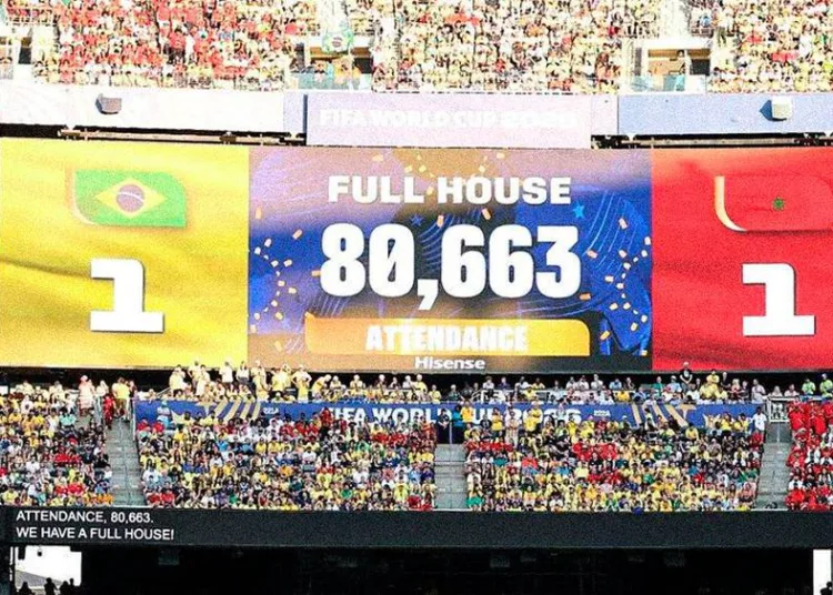 A total of 80,663 spectators attended Morocco’s 2026 World Cup opener against Brazil at MetLife Stadium in East Rutherford, New Jersey