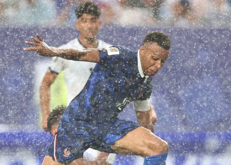 The 2026 FIFA World Cup match between France and Iraq was suspended at halftime on Monday after a severe thunderstorm reached Philadelphia.