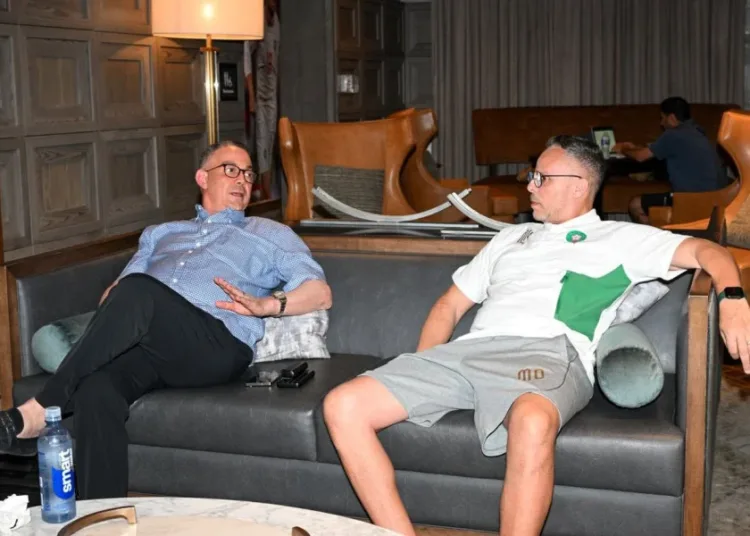 FRMF president Fouzi Lekjaa and national team head coach Mohamed Ouahbi.