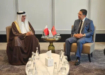 Bahraini Foreign Minister Abdullatif bin Rashid Al Zayani and Moroccan Foreign Minister Nasser Bourita
