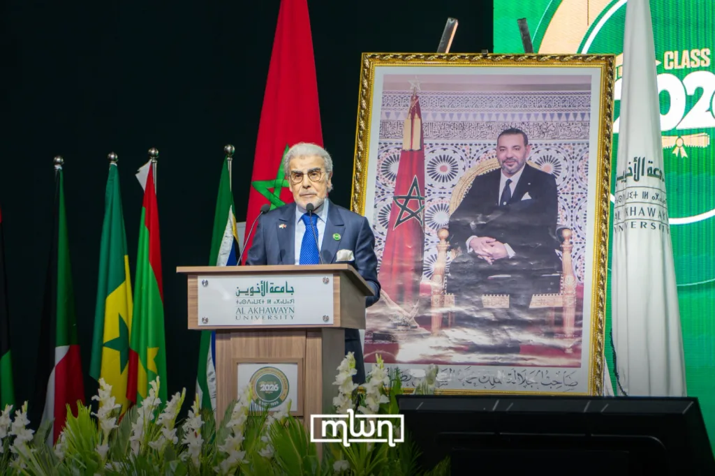 Abdellatif Jouahri, Chancellor of Al Akhawayn University and Governor of Bank Al-Maghrib, addresses AUI’s 29th graduating cohort in Ifrane