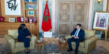 Fatumata Jau, Minister of Foreign Affairs, International Cooperation and Communities, and Morocco’s Foreign Minister Nasser Bourita.
