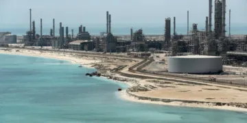 General view of Saudi Aramco's Ras Tanura oil refinery and oil terminal in Saudi Arabia