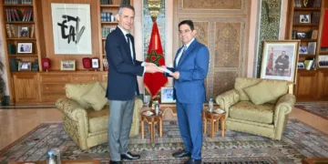 France’s new ambassador to Morocco, Philippe Lalliot and Morocco's Foreign Affairs Minister, Nasser Bourita.