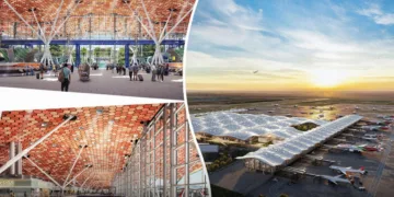 Currently under construction, the new terminal at Mohammed V International Airport is designed by RSHP in collaboration with Ala Concept.