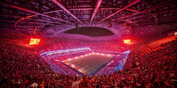 Rabat’s World Cup fan zone has moved to Prince Moulay Abdellah Stadium for tonight’s FIFA World Cup 2026 quarterfinal between Morocco and France.