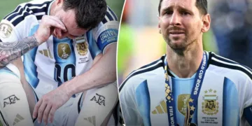 Lionel Messi stood alone on the pitch as Spain’s players and substitutes rushed forward to celebrate winning the 2026 World Cup.