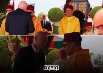 FIFA President Gianni Infantino greeted King Mohammed VI on Thursday during the official reception marking Morocco’s Throne Day celebrations.