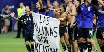 Argentina's Falklands Banner After England Win Could Trigger FIFA Action credit: REUTERS