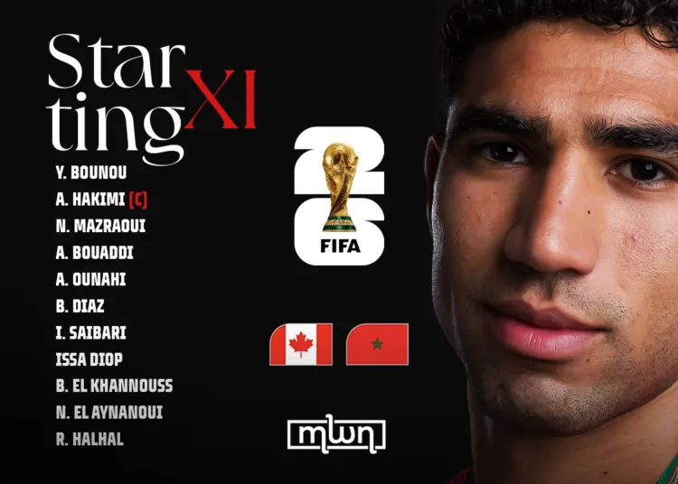 Morocco have confirmed their starting lineup for their World Cup round-of-16 match against Canada.