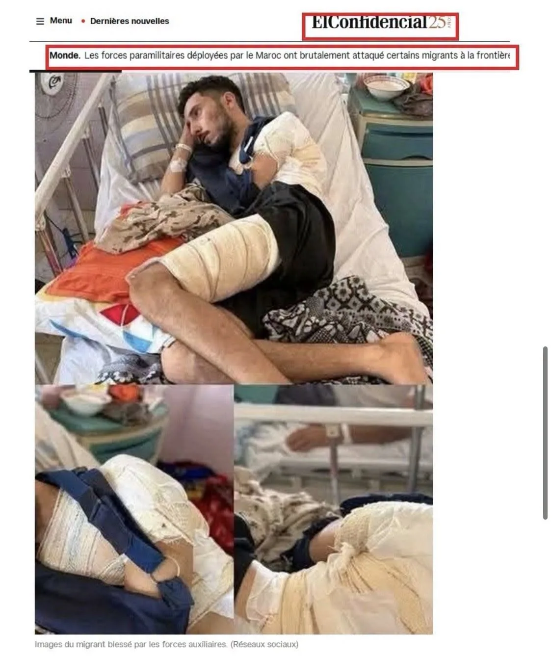 Screenshot of the El Confidencial article.