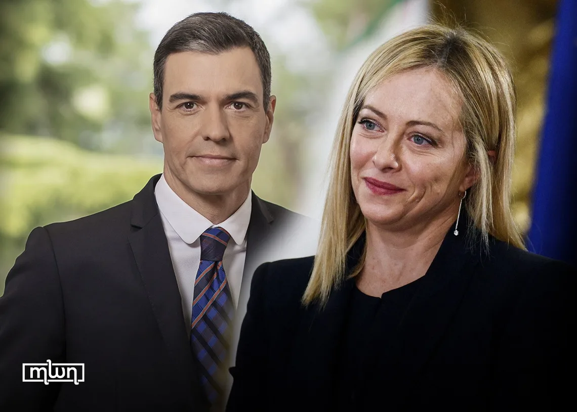 Spanish Prime Minister Pedro Sanchez and Italian Prime Minister Giorgia Meloni