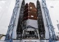 Teams ready NASA's Nancy Grace Roman Space Telescope to be encapsulated for launch. Sydney Rohde (Rocz)/NASA