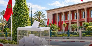 Ballot box outside Morocco’s Parliament in Rabat. (Designed by MWN team)