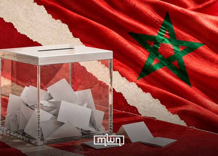 Ballot box against the backdrop of the Moroccan flag, illustrating the country’s elections. (Designed by MWN team)