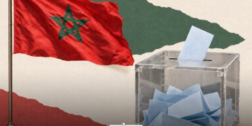 Ballot box and Moroccan flag illustrating the country’s electoral process. (Designed by MWN team)
