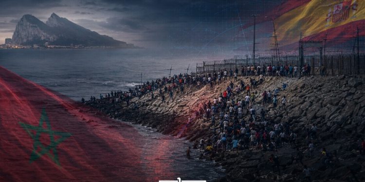 Morocco and Spain, with Ceuta and the July mass crossing in the foreground.