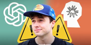 A graphic featuring researcher Jacob Coxon alongside the OpenAI and Anthropic logos, with warning symbols in the background, by MWN Design Team.