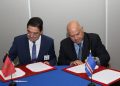 Cabo Verdean Minister of Foreign Affairs and Defense Manuel Augusto Lima Amante da Rosa and Morocco's Minister of Foreign Affairs Nasser Bourita.