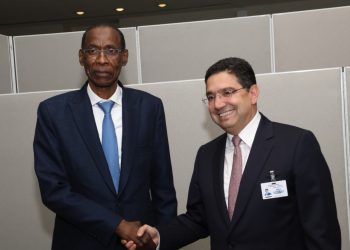 Senegalese Minister of African Integration, Foreign Affairs and Senegalese Abroad Cheikh Niang and Morocco's Foreign Affairs Minister Nasser Bourita.
