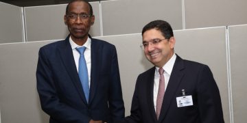 Senegalese Minister of African Integration, Foreign Affairs and Senegalese Abroad Cheikh Niang and Morocco's Foreign Affairs Minister Nasser Bourita.