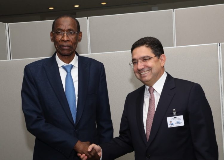 Senegalese Minister of African Integration, Foreign Affairs and Senegalese Abroad Cheikh Niang and Morocco's Foreign Affairs Minister Nasser Bourita.