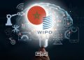 A graphic about the World Intellectual Property Organization (WIPO), using the Moroccan flag, a lightbulb, technology icons, robotics, and digital imagery to represent innovation, intellectual property, and technological development, by MWN Design Team.